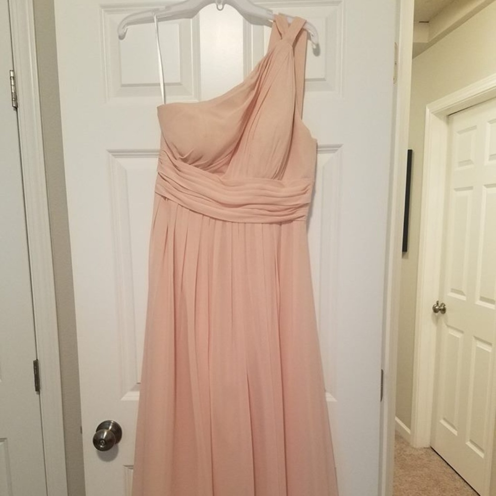 Light pink chiffon bridesmaid dress